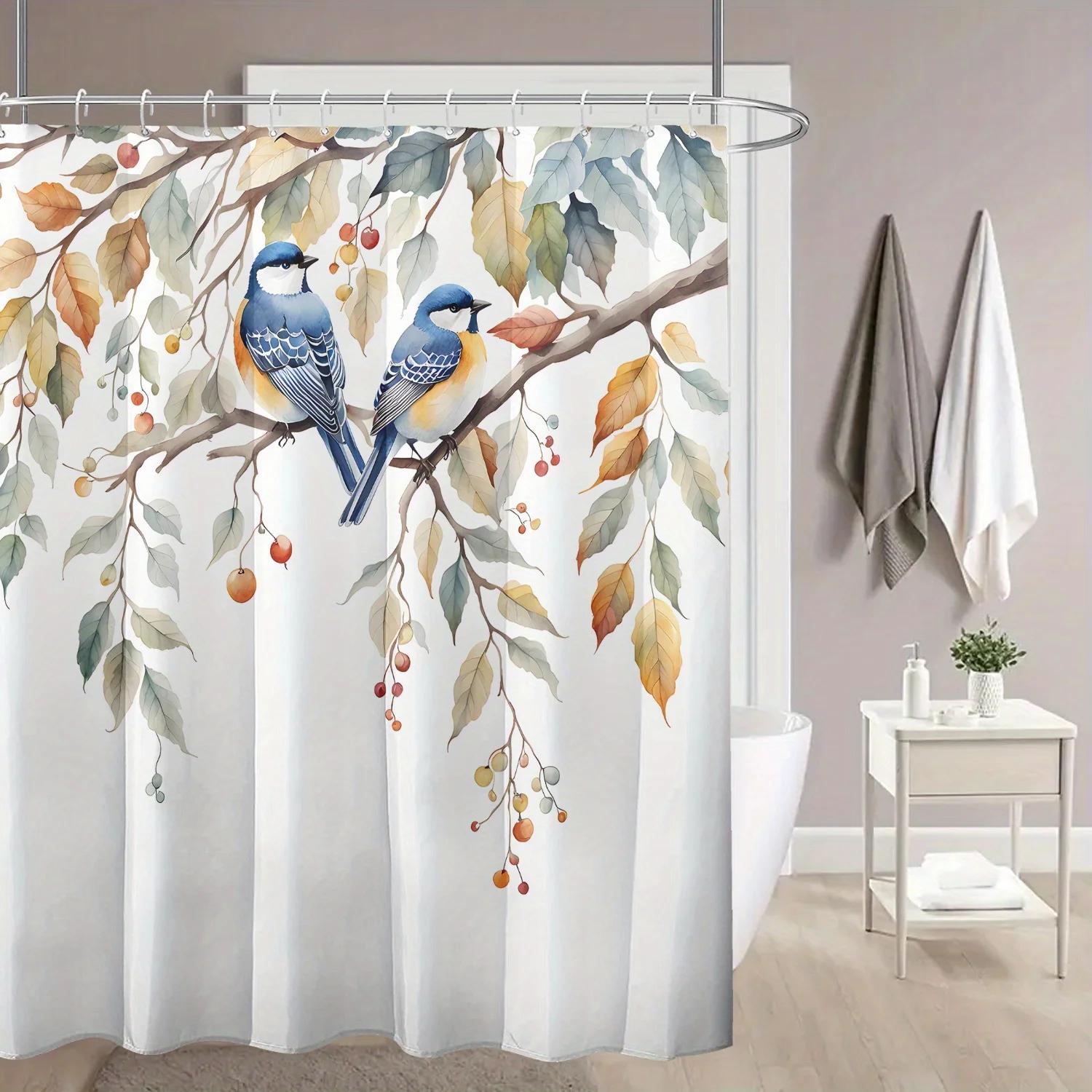 Dunika Chen Charming Birds And Blossoms Shower Curtain- Multi-Style Bath Decor, Perfect For Those Who Love Nature-Inspired