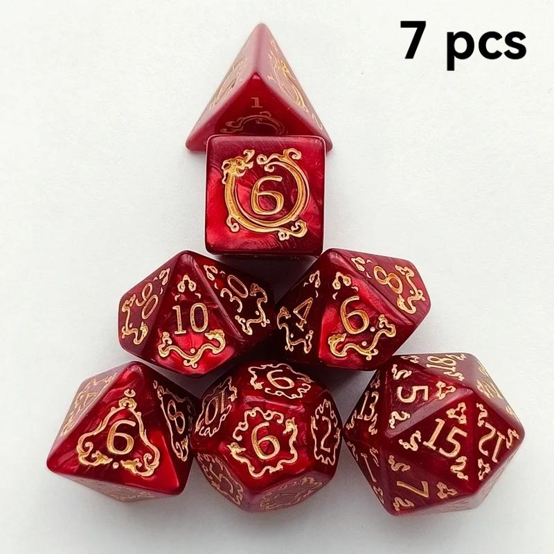 7PCS/Set Polyhedral Dice Multi Colors Dragon Pattern TRPG RPG DND Acrylic Dice For Role Playing Games Entertainment Board Game