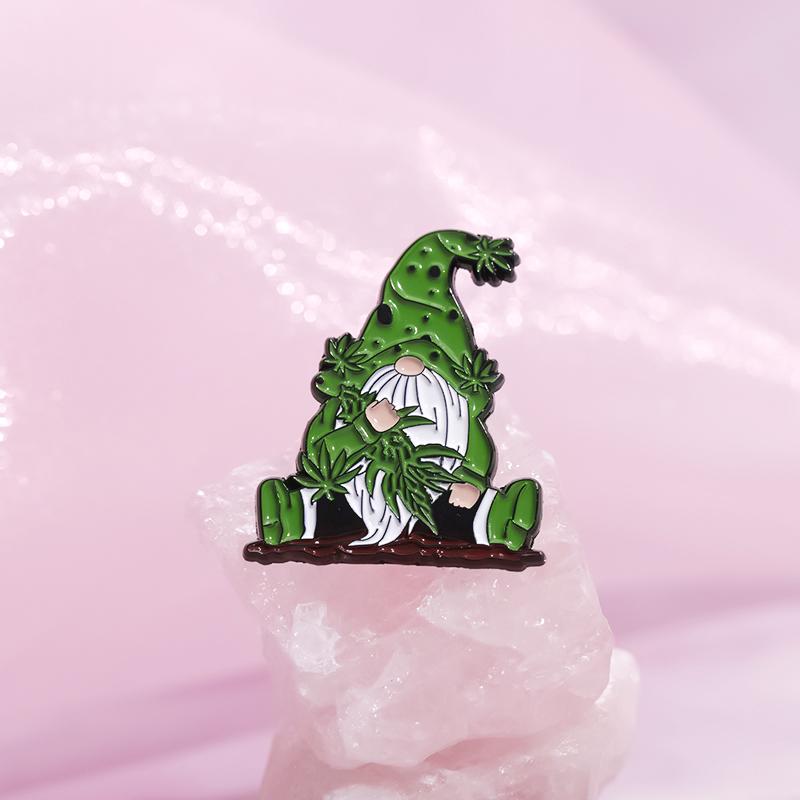 Green Cute Dwarf Enamel Pins Custom Plant Maple Leaf Brooches Lapel Badges Funny Jewelry Gift for Kids Friends