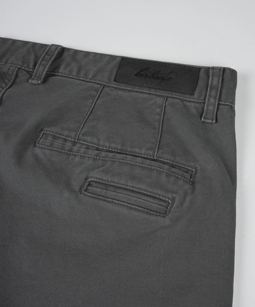 BIRBANTE Garment-Washed Spandex Chino Pants - Gray