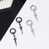 Black Silver Cross Stainless Steel Ear Cuff Korean Stud Earrings Men Ear Clips Clip On Earrings