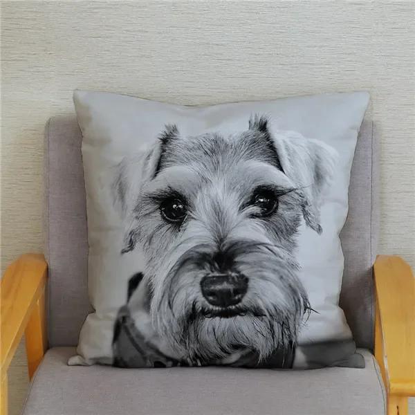 Home Bedroom Pillowcase Cute Schnauzer Print Cushion Cover Decor