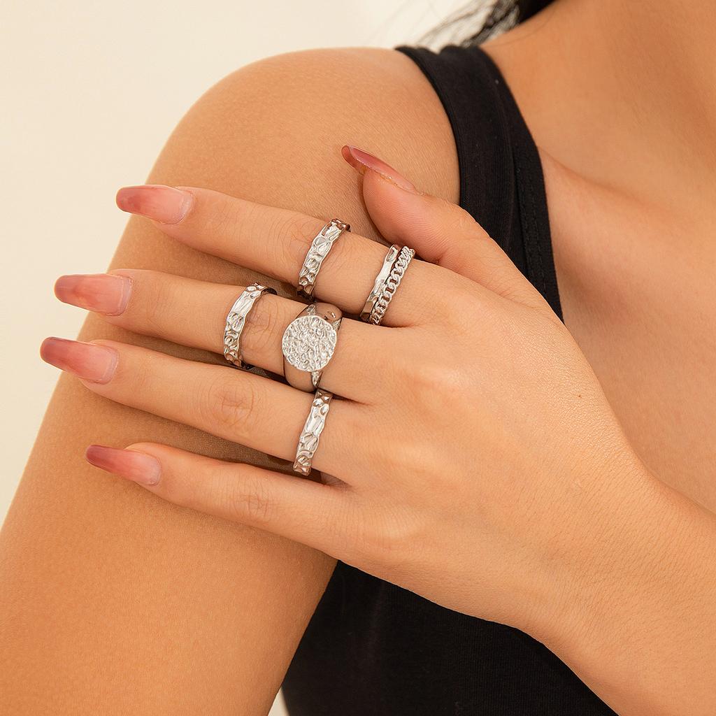 Accessories niche trend design sense geometric curved ring joint ring exaggerated opening set ring