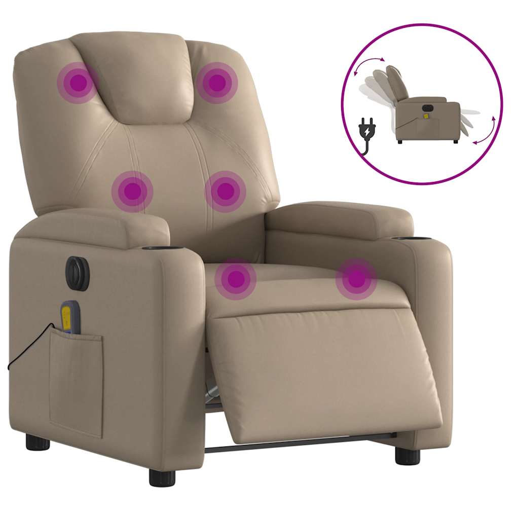 Electric Massage Chair Cappuccino Brown Faux Leather
