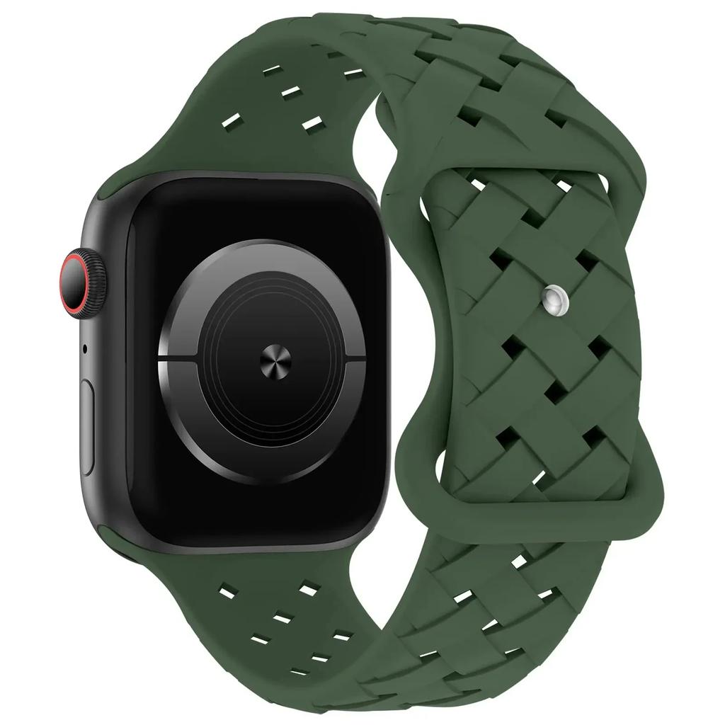 Silicone Strap for Apple Watch Band Ultra 2 49mm 46mm 45mm 44mm 42mm Sport Breathable Bracelet For IWatch Series 10 9 8 7 6 SE 5