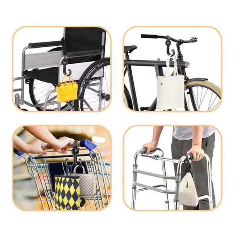Double Hook Baby Stroller Hanger 360-degree Rotation Adjustment Cart Hook and Loop Fastener Stroller Accessories