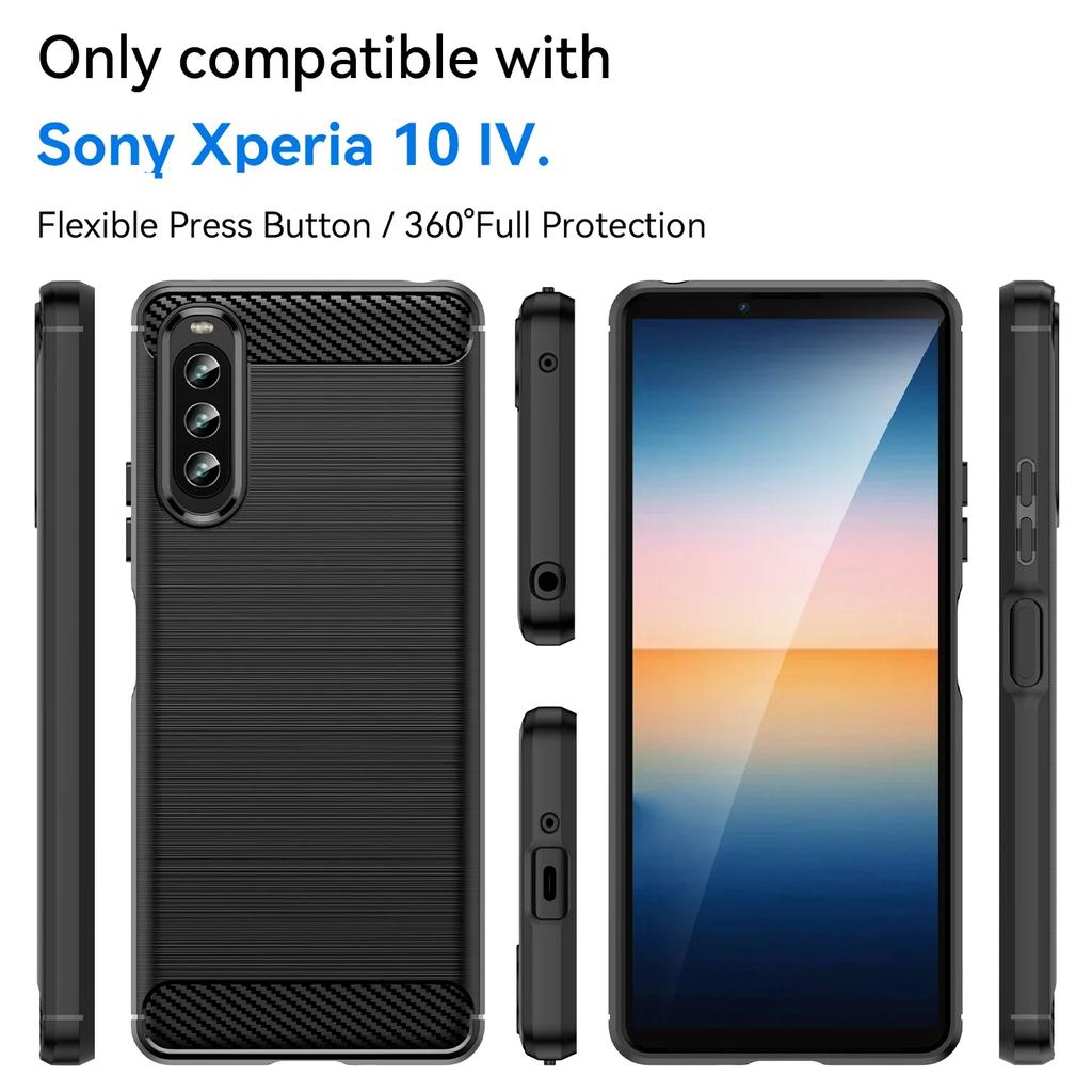 Custodia Flessibile di Lusso in TPU Per Sony Xperia 10 VI 1 V 5 IV III Copertura Protettiva Texture Fibra di Carbonio Guscio Protettivo Fundas Hülle