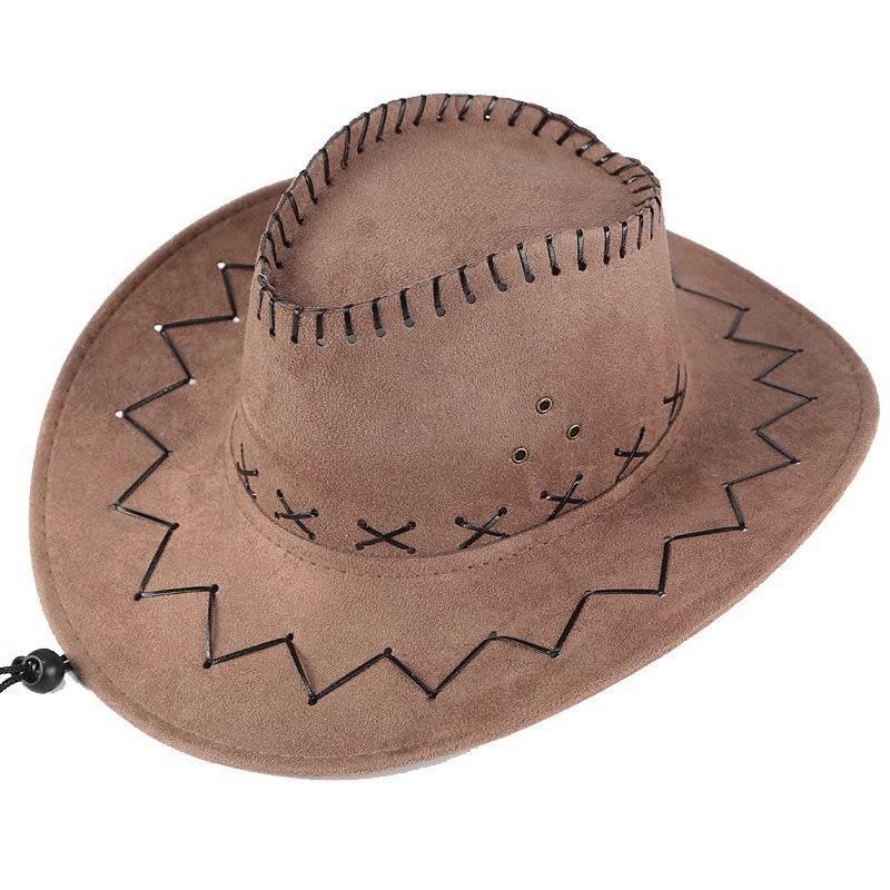 Unisex Western Faux Suede Cowboy Hat - Sun Protection for Outdoor Leisure & Travel