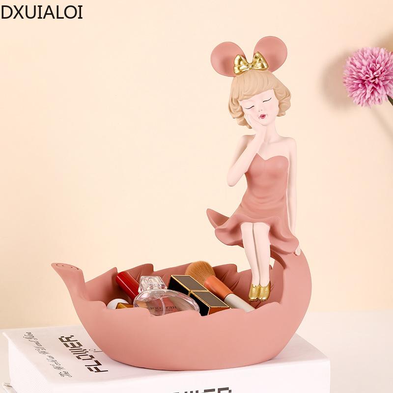 DXUIALOI Modern Simplu Creativ Fată Depozitare Decorare Cadou de Casă Nouă Artizanat din Rășină Cameră de Zi Cameră Depozitare Bijuterii