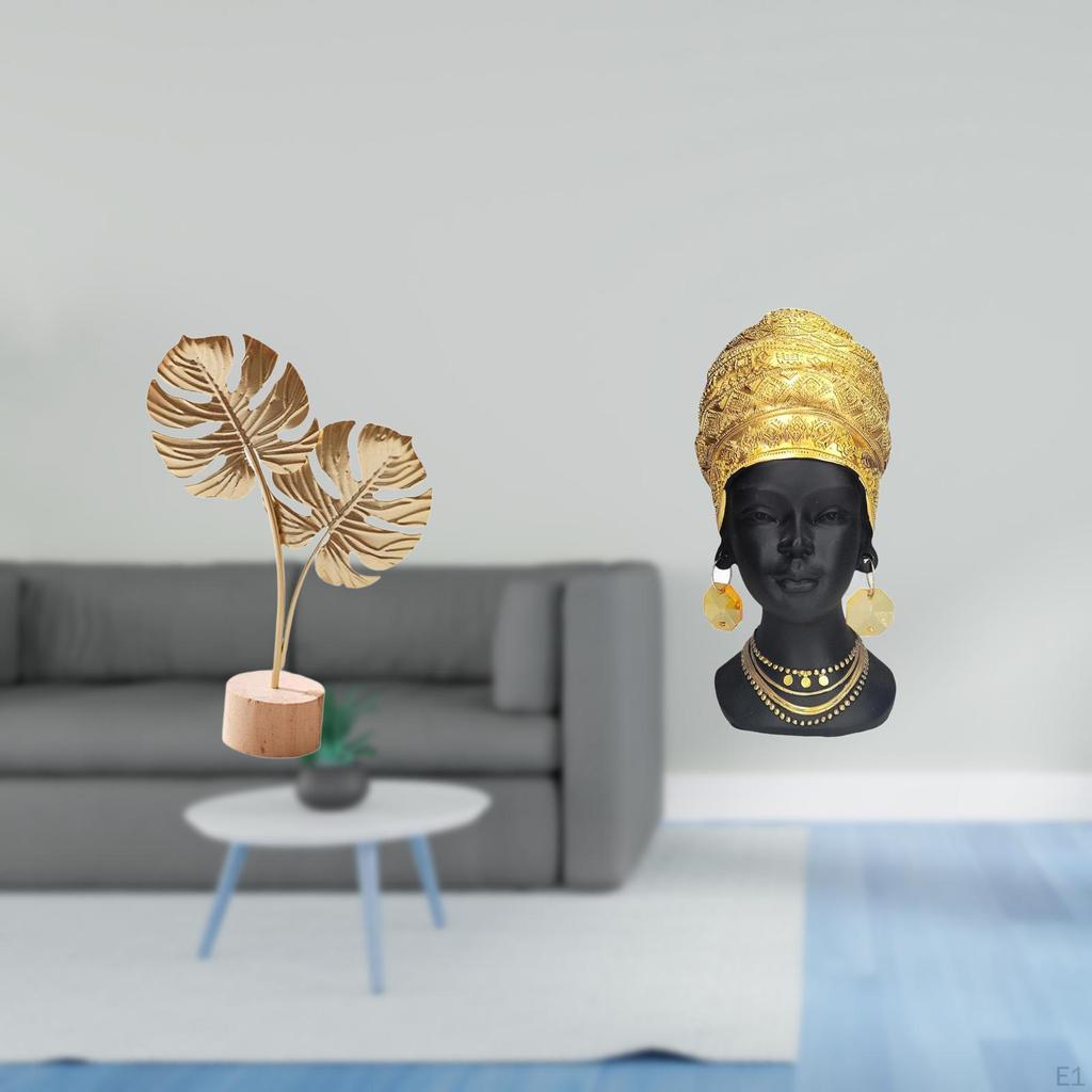 Nordic Creative Metal Sculpture And African Woman Resin Figurine Abstract Tabletop Ornament for Home