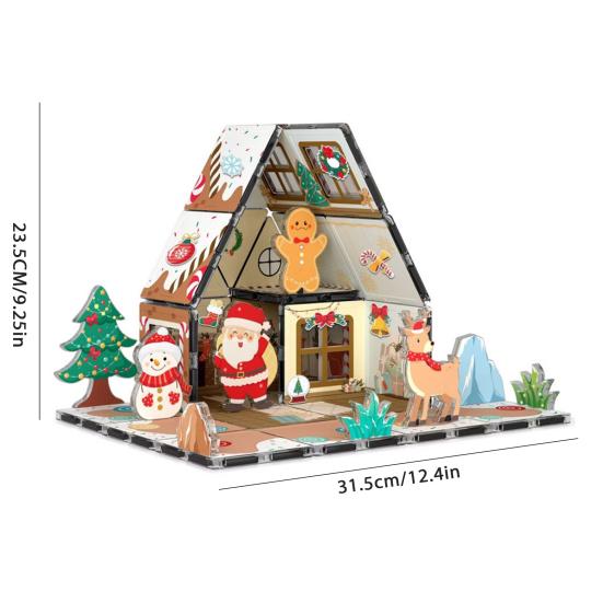 Yousheng Magnetic Gingerbread House Building Set for Kids DIY Holiday Cookie House Toy with Magnetic Tiles Winter Theme Magnet Building Blocks Kit