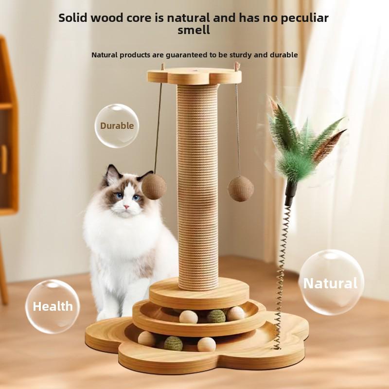 Hemp Rope Cat Climbing Frame: No-Crumb Scratching Board & Self-Entertaining Toy with Claw Column.