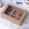 5PCS Paper Cupcake Packaging Boxes Transparent Window Containers Bread Boxes Pastry Racks Suitable for Cookies Snacks Desserts Daily Home Baking