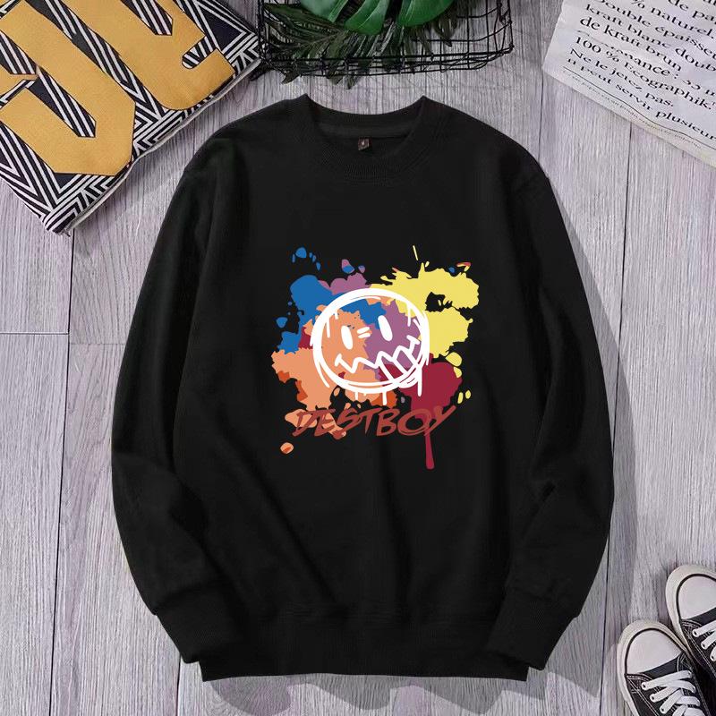 Men's 2023 Trendy Sports Hoodie, Loose Fit, Plus Size, Round Neck, Printed Autumn/Winter Internet Celebrity Style.