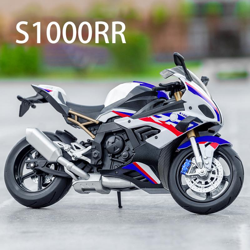 1:10  S1000RR H2R V4S Alloy Die Cast Motorcycle Model Vehicle Collection Sound and Light Off Road Autocycle Toys Car