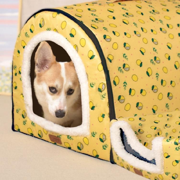 Pet Bed House Semi-closed Cave Tent for Small Animals Thicken Cushion Pad