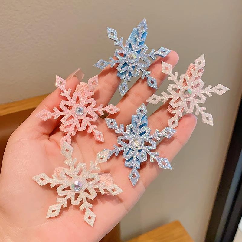 2PCS/set Princess Hair Clips Shining Up Snowflake BB Clip Lovely Girls Hairpins Children Christmas Headwear Barrettes Hair Accessories