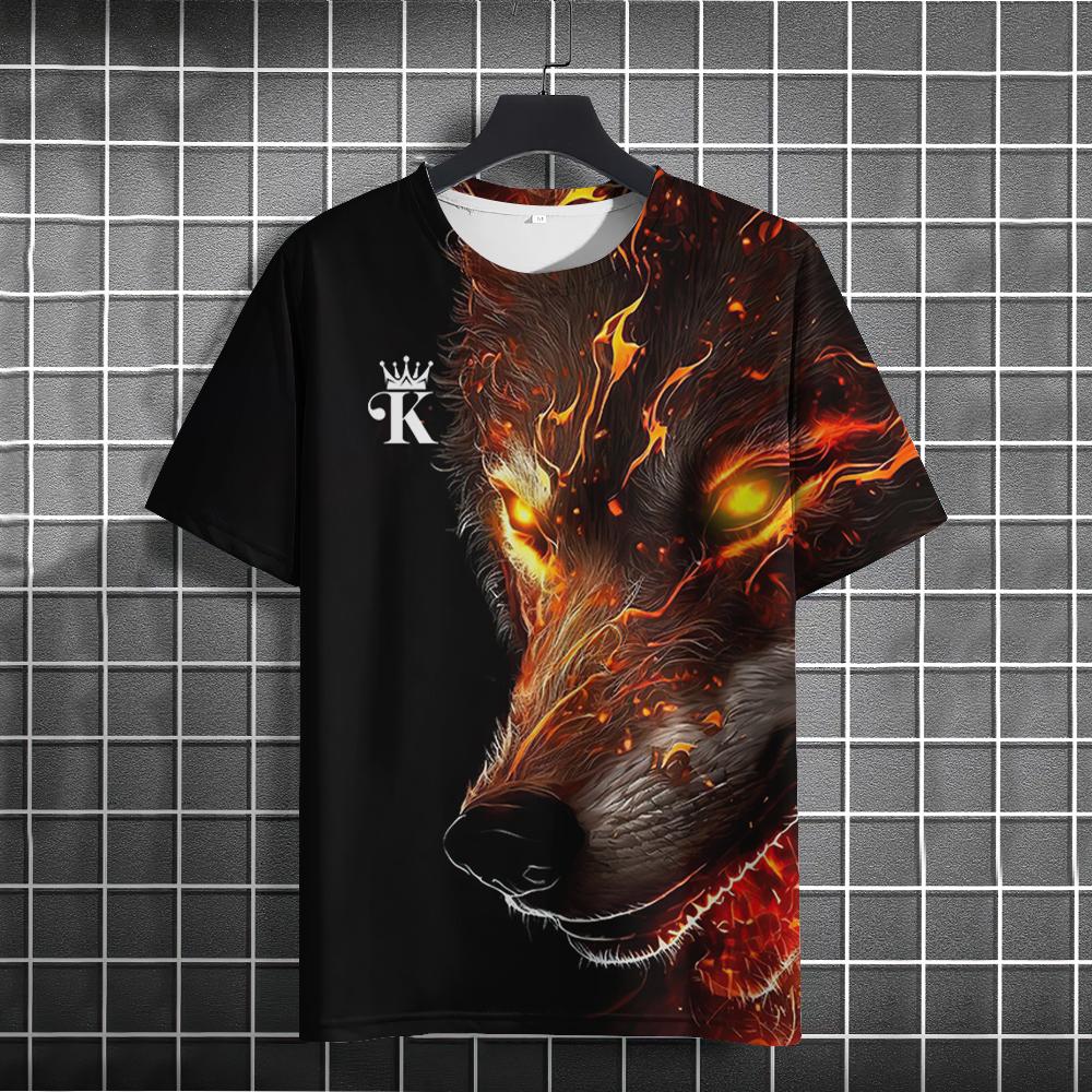 Fierce Animal 3d Print T-Shirts For Men Vintage Men's T-Shirt Summer Short Sleeve Tops Fashion Oversized Tees Men Streetwear
