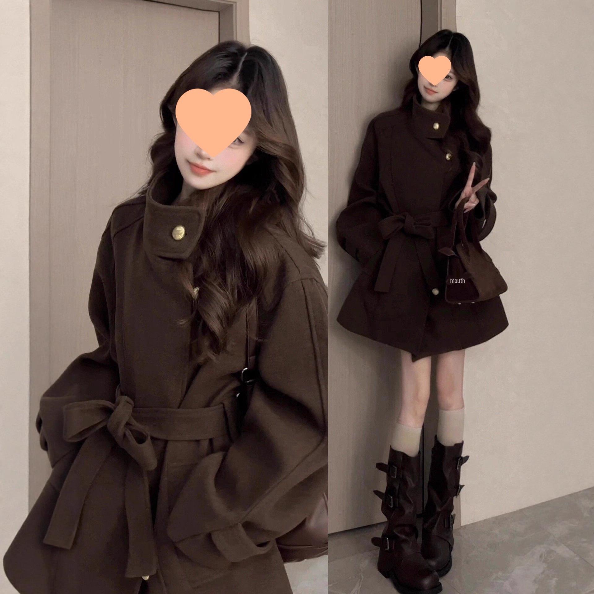 

Шерстяное пальто высокой плотности - Женская осенне-зимняя коллекция 2025 года в корейском стиле S