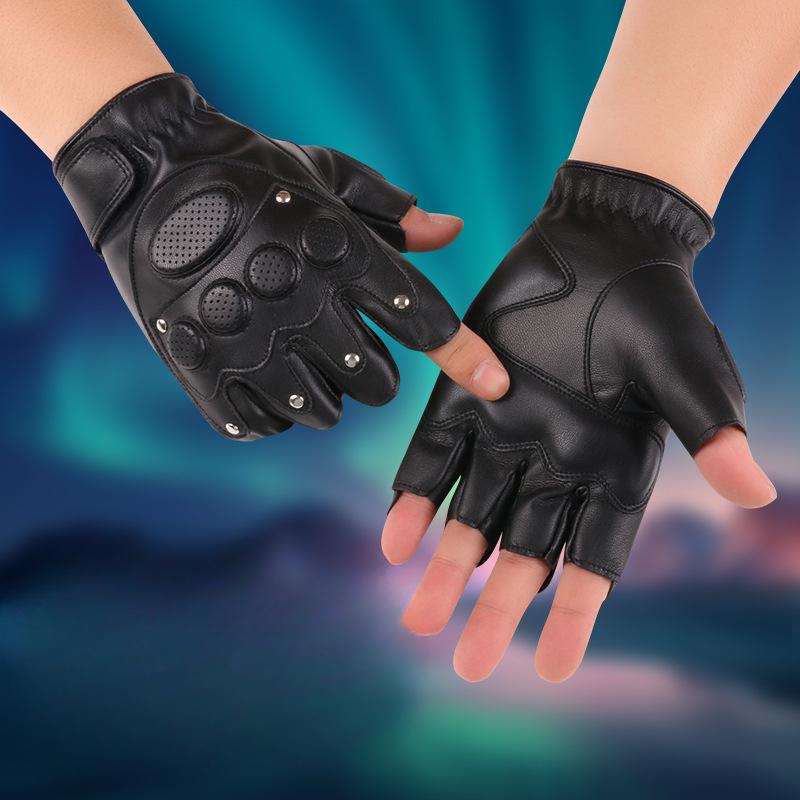 Half Finger Leather Gloves for Spring and Summer Men and Women Outdoor Cycling Fitness Shock Absorption Sports Performance PU Leather Gloves