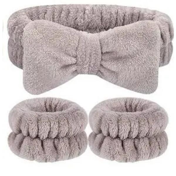 Stirnbänder zum Waschen des Gesichts für Frauen, Korallen-Fleece-Haarbänder, Manschette, wasserdichte Bänder, saugfähige Armbänder, Kopfband, Haar-Accessoires-Set