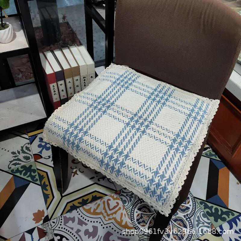 Seat Cushion Lace-up Thick Fabric Four Seasons Seat Cushion Summer Cotton Linen Office Student Dining Chair Stool Cushion