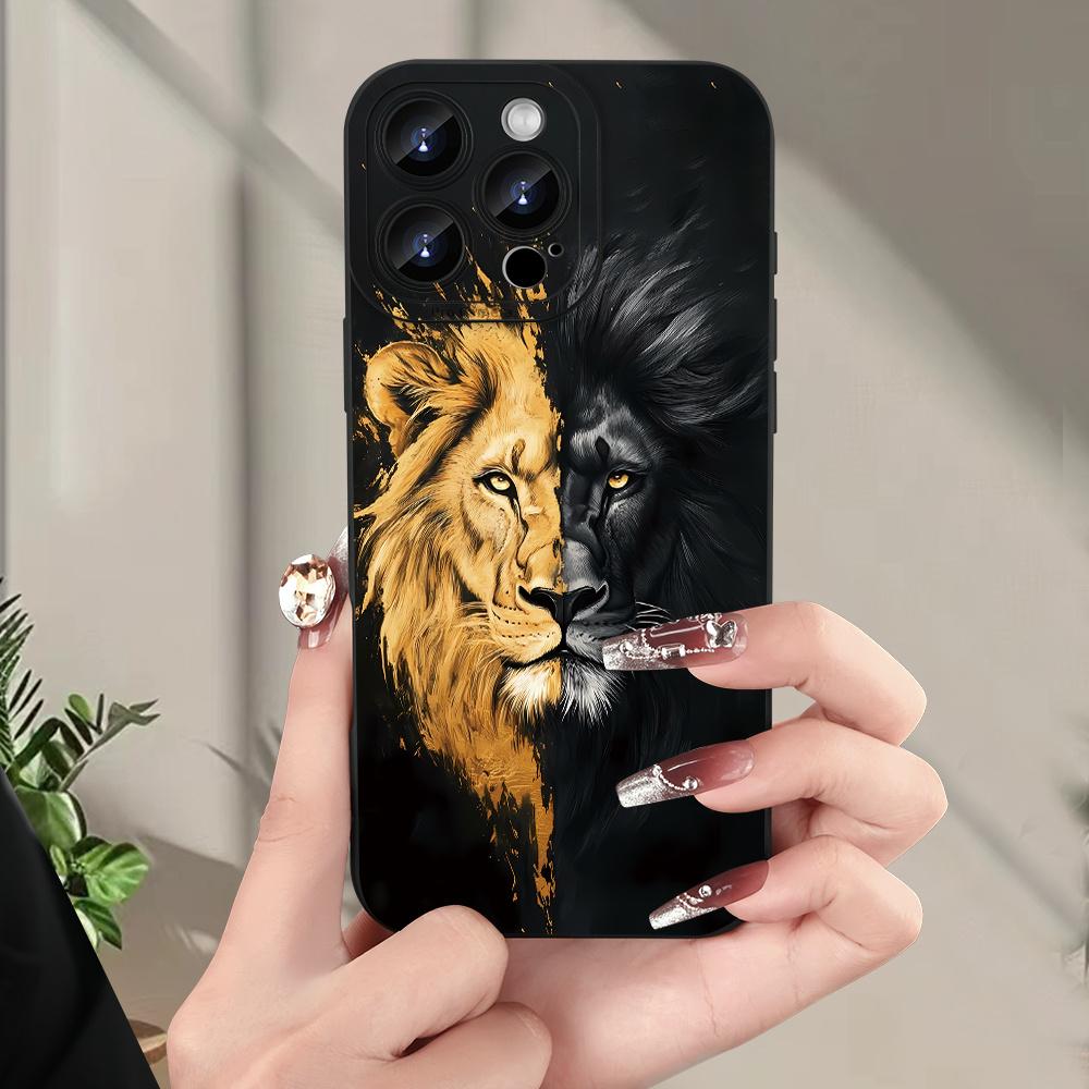 Creative Lion Pattern Soft TPU Phone Case For iPhone 16 Pro Max 15 14 13 Mini 12 11 16E 17 Air X XR XS Max 8 7 Plus Cover