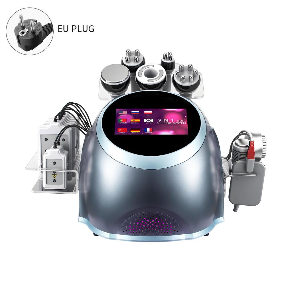 9-in-1 40kHz Cavitation 0.5MHz RF Laser 9 Heads LED Touchscreen Air Cooled 110V-220V AC Salon Body Contouring