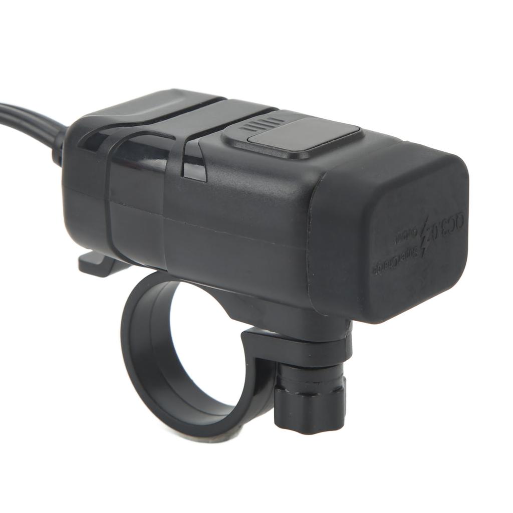 Motorrad USB Ladegerät Dual Quadratisch Handy Schnellladeadapter mit Voltmeter Wasserdicht 12V