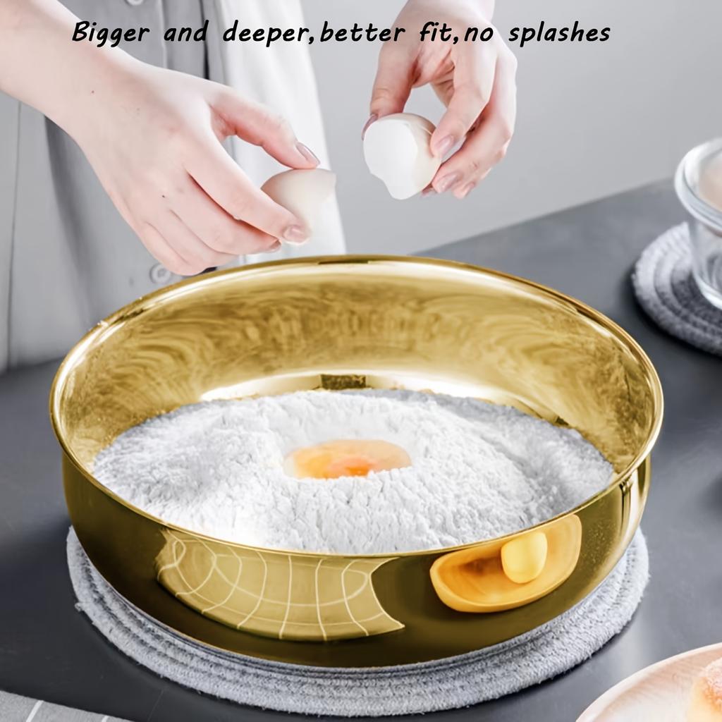 Golden Stainless Steel Mixing Bowl - Corrosion-resistant, Suitable for Kneading Dough, Eating Noodles, and Cleaning Vegetables