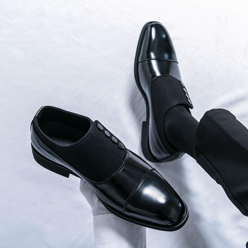 

Мужские формальные туфли дерби в британском стиле с ремешком-монком для свадеб и делового наряда 42 чёрный