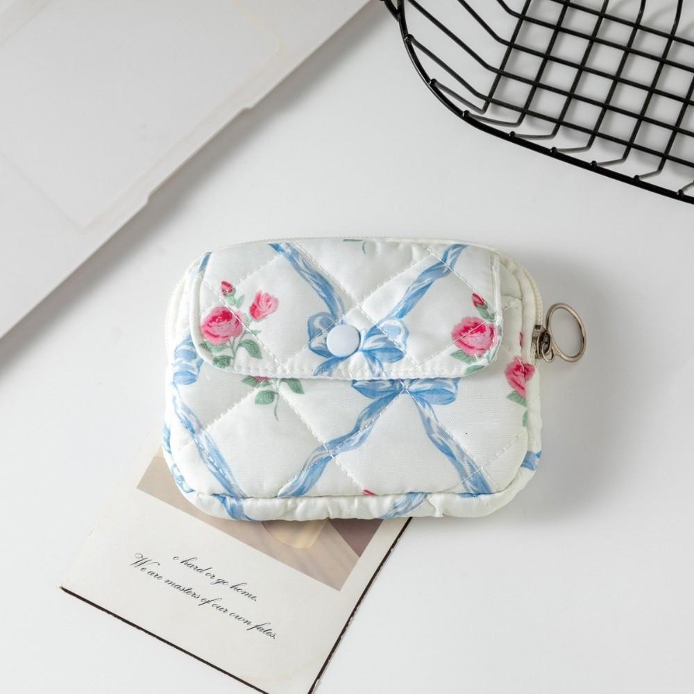 

Cute Cartoon Floral Coin Purse Bow Print Large Capacity Headphone Bag Document Bag