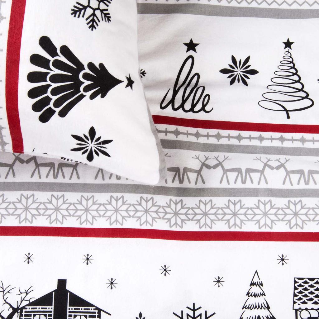 Christmas bedding 180x200 COTTON FLANNEL WITH FLUFF, Christmas trees, gray background