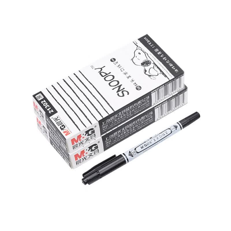 M&G Snoopy Ocean Double-Ended Black Marker Pen (12-Pack)