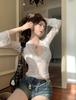 Women's Sexy Slimming Lace V-Neck Long Sleeve Top - Early Autumn Pure Desire Style