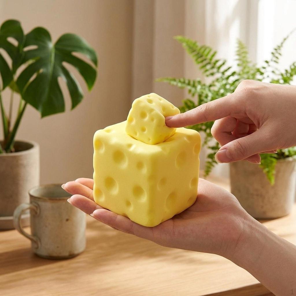Block Cute Sensory Toy Gift Novelty Slow Rising Yellow Cheese for Adults Holiday Gifts