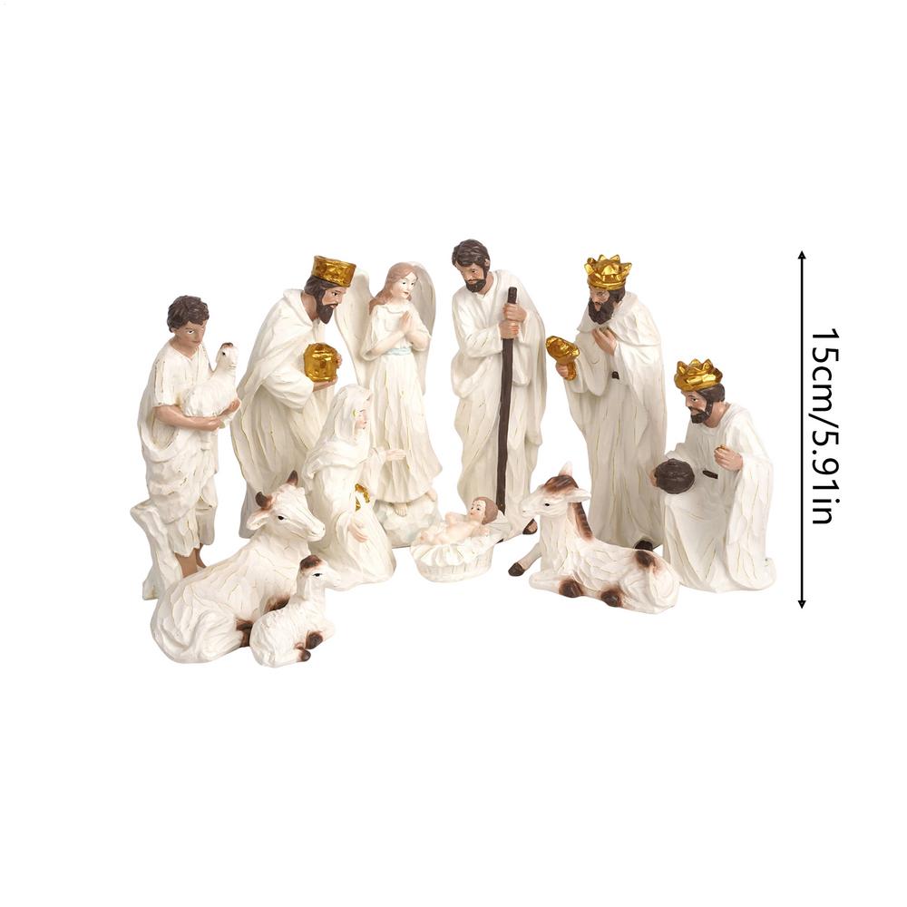 

Фигурки Рождества Смола Рождественское Настольное Украшение Настольная Религиозная Скульптура для Дома Офиса Гостиной Спальни Камина