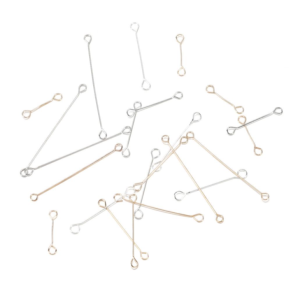50pcs/lot 15 20 25 30 45mm Double Eye Pin Earrings Ear Connecting Rod For DIY Jewelry Pins Making Handcraft Supplies