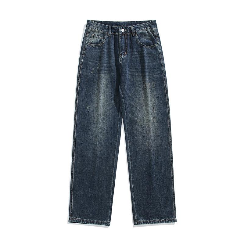 

Американские уличные джинсы мужские новые с эффектом кошачьей бороды, прямая труба, свободные, трендовые, длинные брюки с низкой посадкой на весну 36