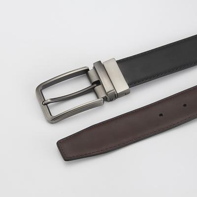 Two Layer Leather Pin Buckle Belt  Two Sided Genuine Leather Casual and Fashionable Belt Rotating Buckle for Men