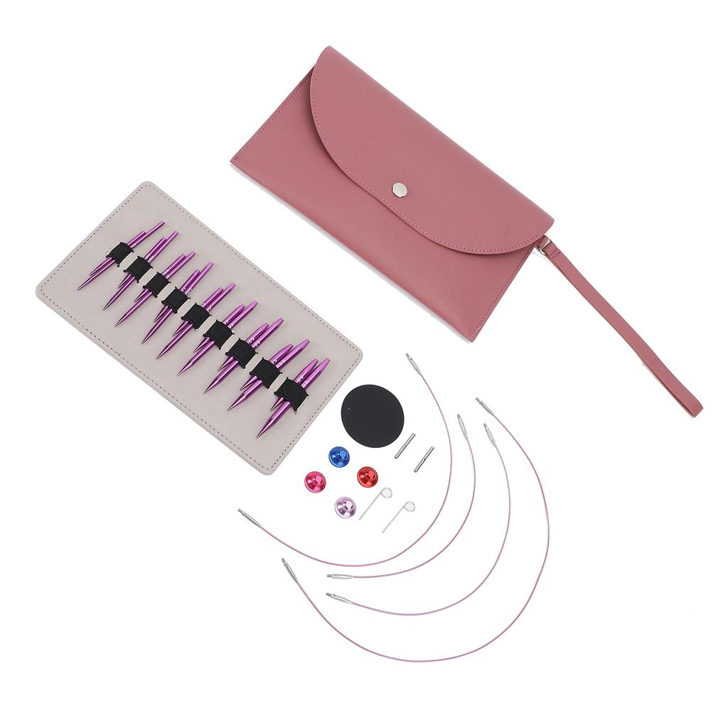 Circular Knitting Needle Set Detachable 3.0-6.0mm Purple Color Interchangeable Circular Needle Kit