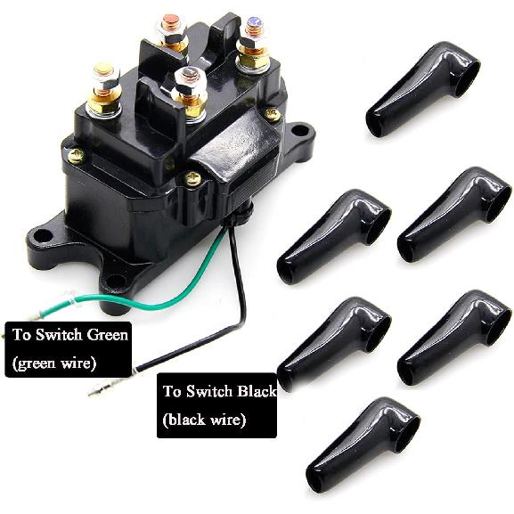 KanSmart Winch Solenoid Relay Contactor 12V 250A Winch Relay Thumb Truck for ATV UTV Boat 4x4 Vehicles 3000-5000lbs Winch with 6 Protecting Caps -