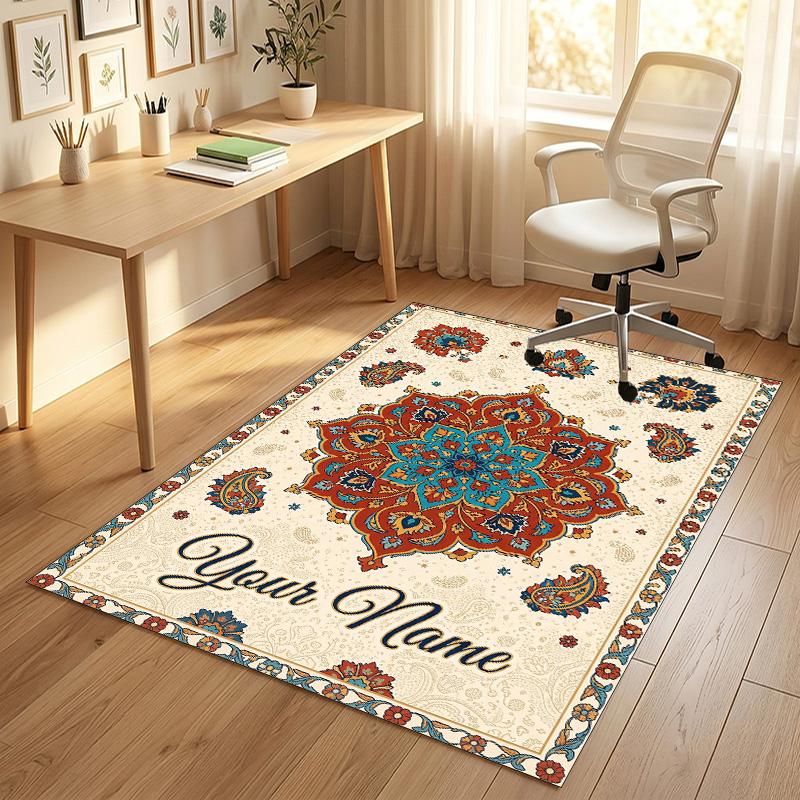 Office Team Theme Soft Crystal Velvet Rug Custom Name & Text Print Non Slip Floor Rug for Bedroom Living Room