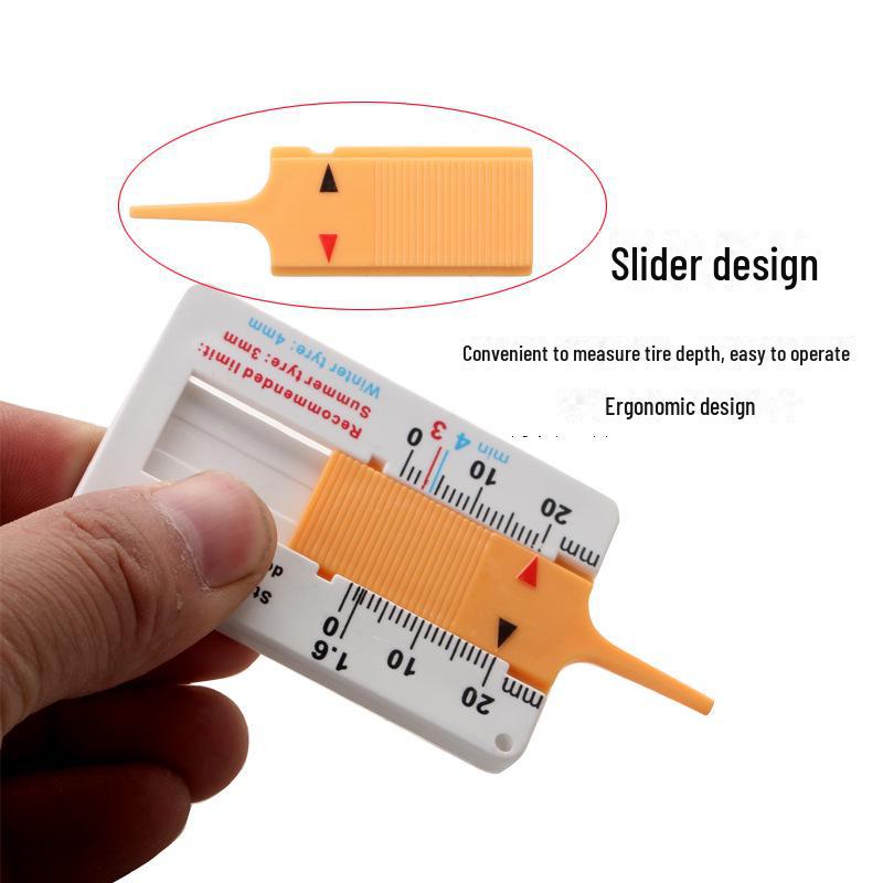 Měřidlo hloubky dezénu pneumatiky z plastu - posuvné měřítko 0-20 mm