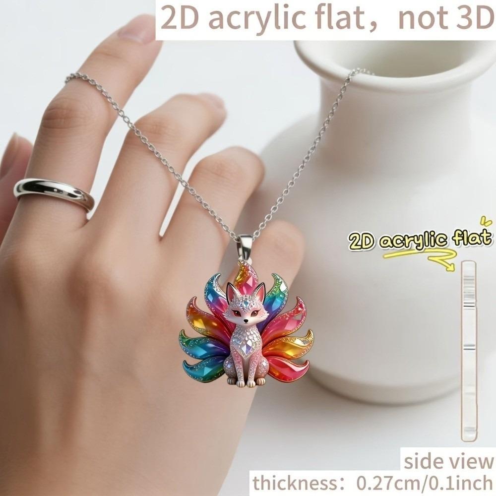 Colourful Shining Fox Pendant Necklace Chinese Style Animal Pendant Necklace  Women Daily Wear
