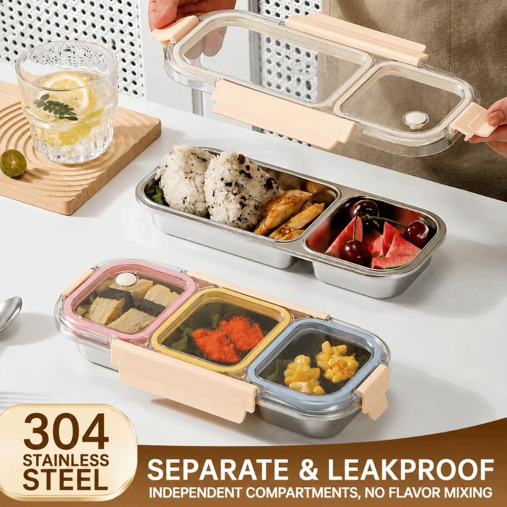 with Fork Spoon Bento Box 304 Stainless Steel Food Container New Divided Lunch Box For Meal Prep