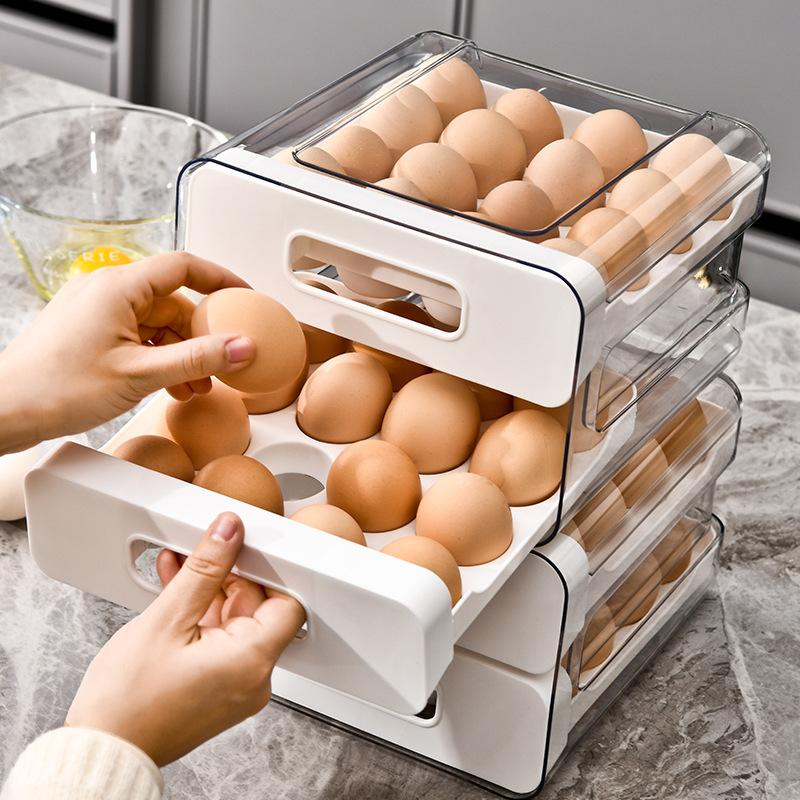 Egg Storage Container Fridge Organizer Drawer Style Kitchen Fresh Keeping Box Food Grade for Eggs