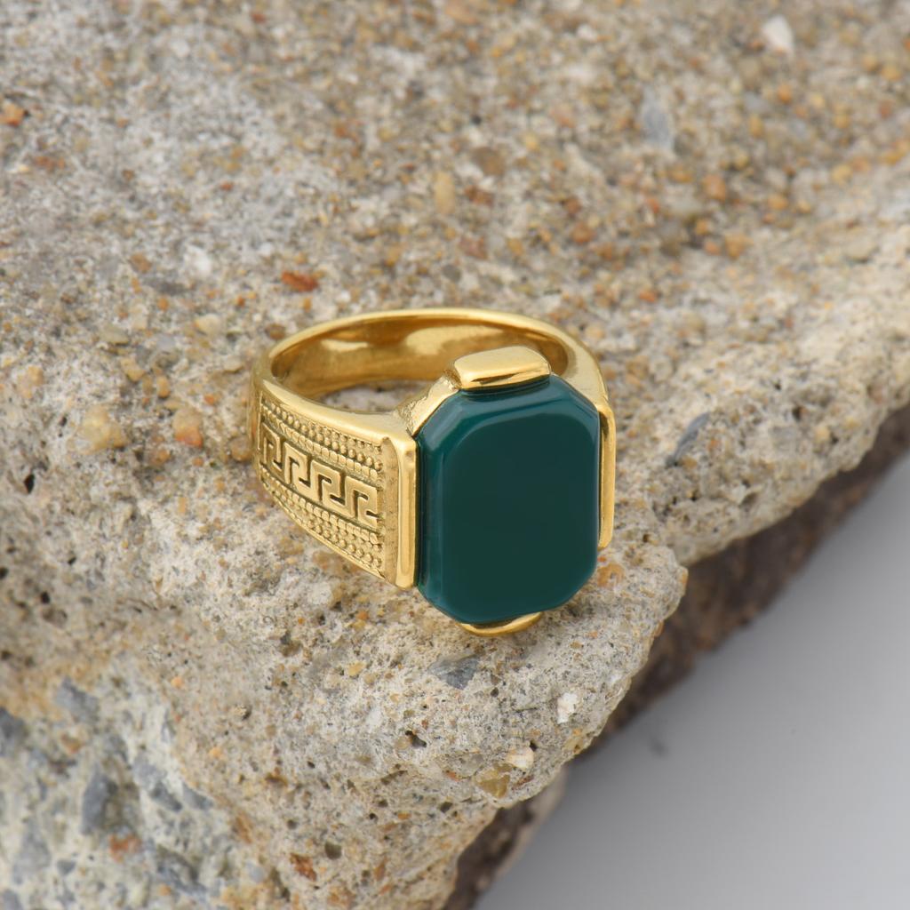 R3433Men's High Quality Vintage Stainless Steel Gemstone Styles Ring Jewelry