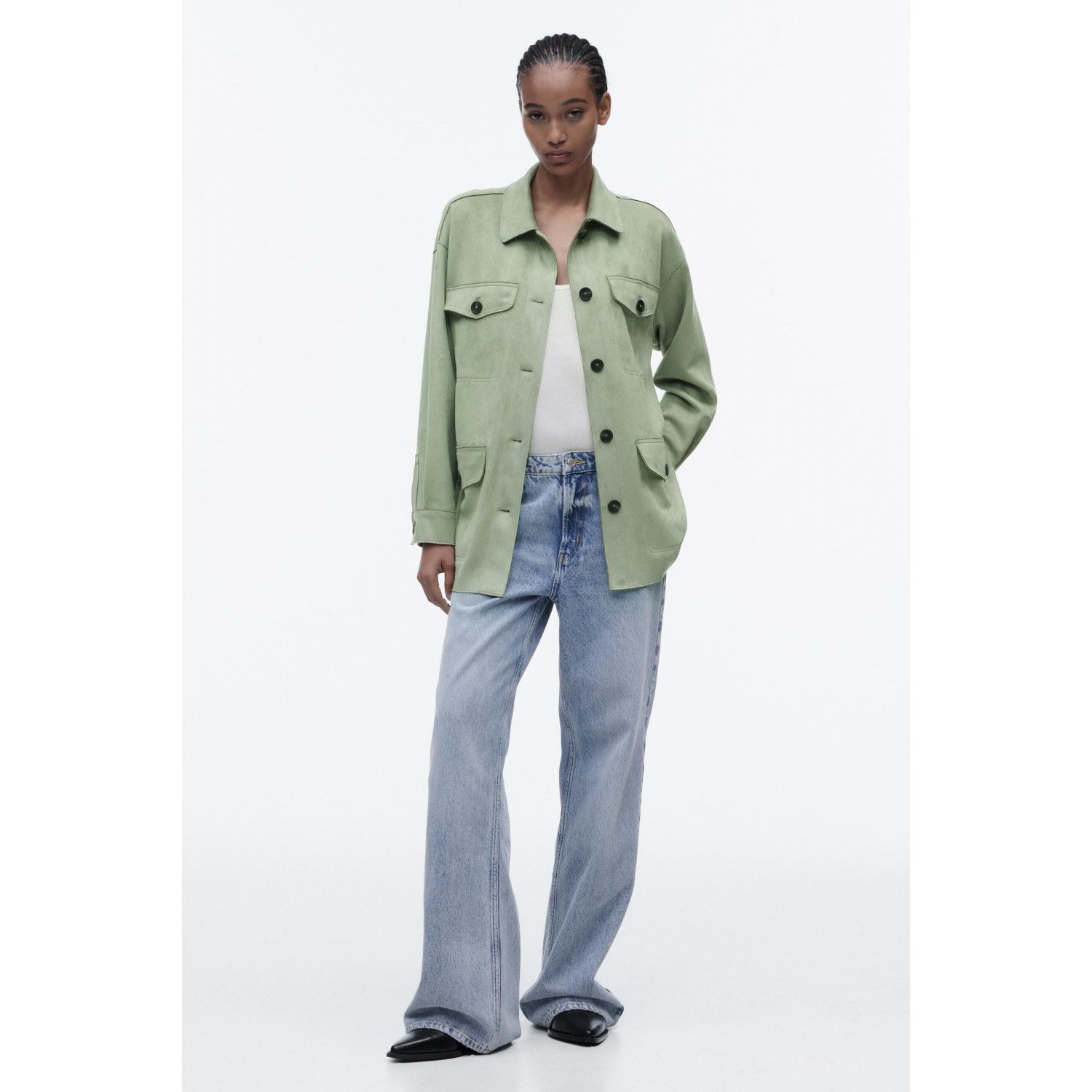 

FAUX SUEDE JACKET WITH POCKETS