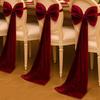 Large Christmas Velvet Chair Bows Strap Christmas Red Chair Cover Bow Chair Back Sashes With Elastic Rope For Weddings Banquets